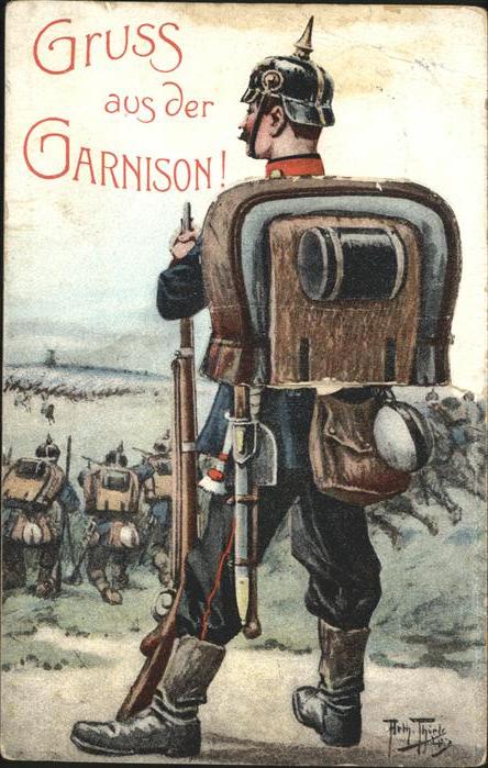 Thiele Arthur Garnison Soldat Gewehr Pickel
