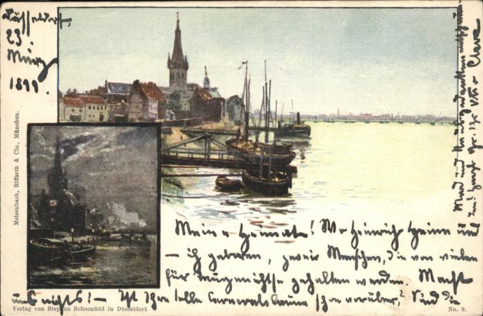 DuessELDORF CITY Kirche Rheinufer Schiff