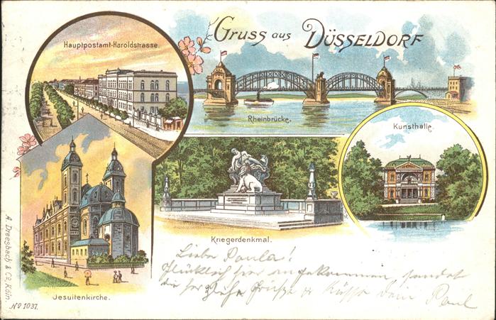 DuessELDORF CITY Post Haroldstrasse Jesuitenkirche Rheinbruecke Kriegerdenkmal