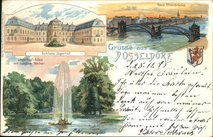 Duesseldorf Schloss Jägerhof Allee Weiher Springbru
