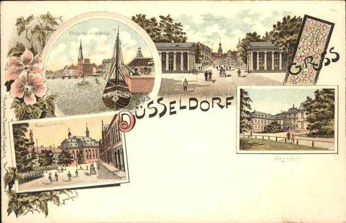 DuessELDORF  CITY Rheinpartie mit Schiffbruecke Ratinger Tor Schloss Jaegerhof M