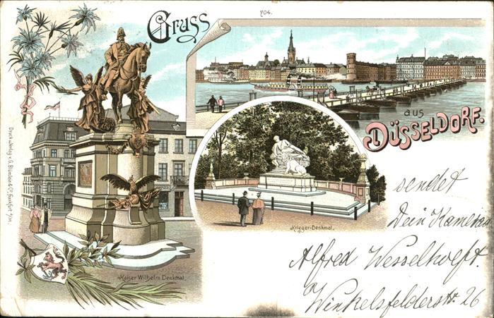 DuessELDORF  CITY Kaiser Wilhelm Denkmal Kriegerdenkmal Rheinbruecke Kirche Damp