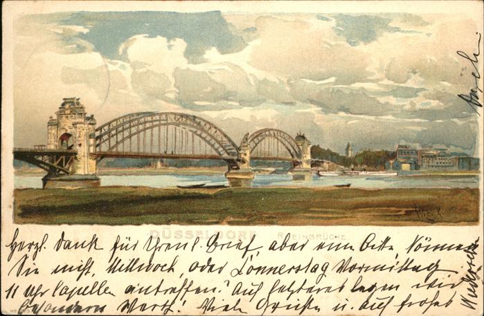Duesseldorf Rheinbrücke Künstlerkarte
