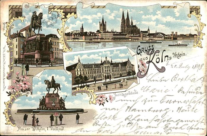 Koeln Rhein Kaiser Friedrich Wilhelm Denkmal Justizgebaeude Dom Rheinbruecke Sch