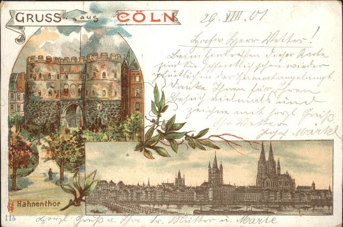 Koeln Rhein Hahnentor Dom Rheinbrücke Schiff