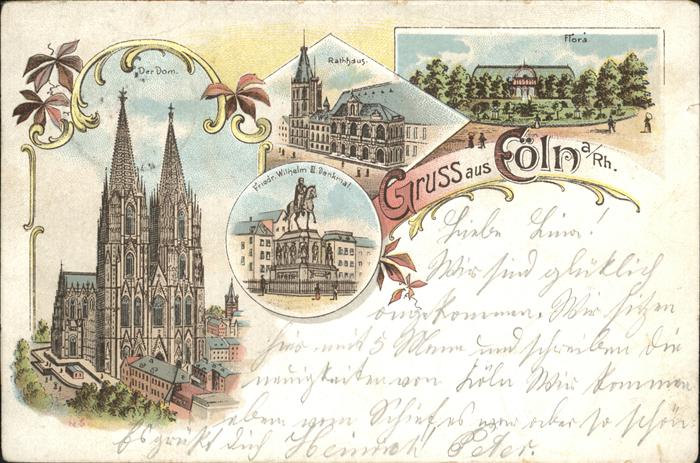 Coeln Rhein Dom Rathaus Kaiser Friedrich Wilhelm De