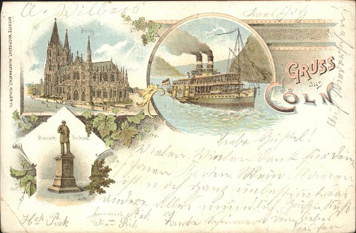 Coeln Rhein Dom Bismarck Denkmal Dampfer