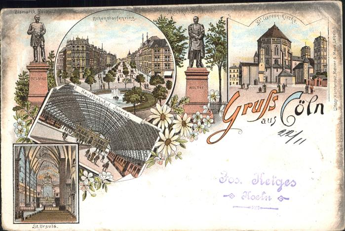 Coeln Rhein Bismarck Moltke Denkmal Hohenstaufenrin