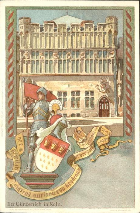 Koeln Rhein Guerzenich Festhalle Ritter Wappen Kuenstlerkarte