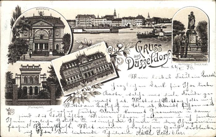 DuessELDORF  CITY Kunsthalle Rhein Dampfer Cornelius Denkmal Malkasten Kuenstler