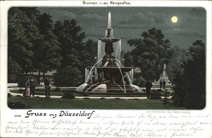 Duesseldorf Brunnen Königsallee im Mondschein