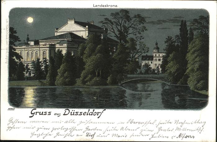 Duesseldorf Hofgarten Landeskrone im Mondschein