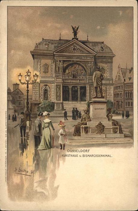 DuessELDORF  CITY Kunsthalle Bismarck Denkmal Kuenstlerkarte