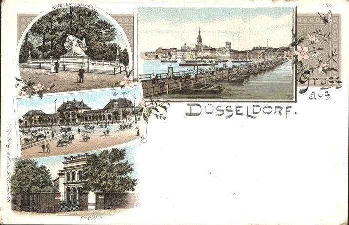 DuessELDORF  CITY Kriegerdenkmal Skulptur Rheinbruecke Dampfer Malkasten Kuenstl