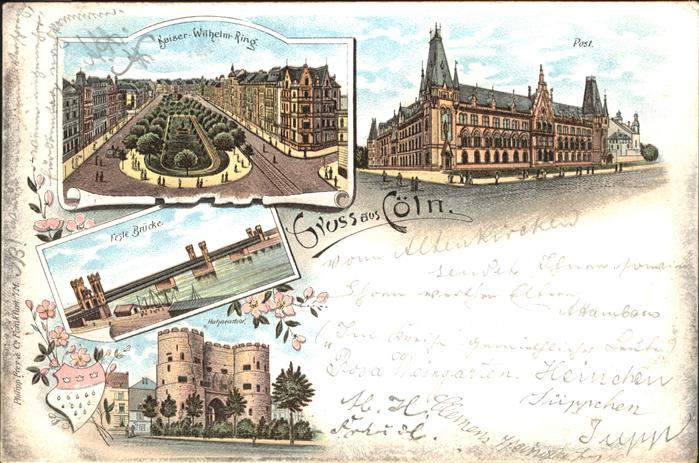 Coeln Rhein Kaiser Wilhelm Ring Post Brücke Hahnent