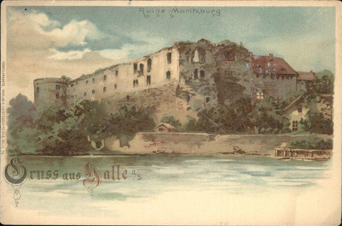 Halle Saale Burg Ruine Moritzburg Kuenstlerkarte