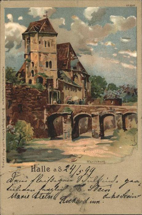 Halle Saale Burg Ruine Moritzburg Künstlerkarte
