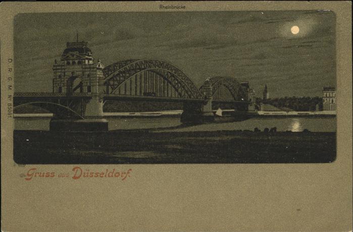 Duesseldorf Rheinbrücke im Mondschein