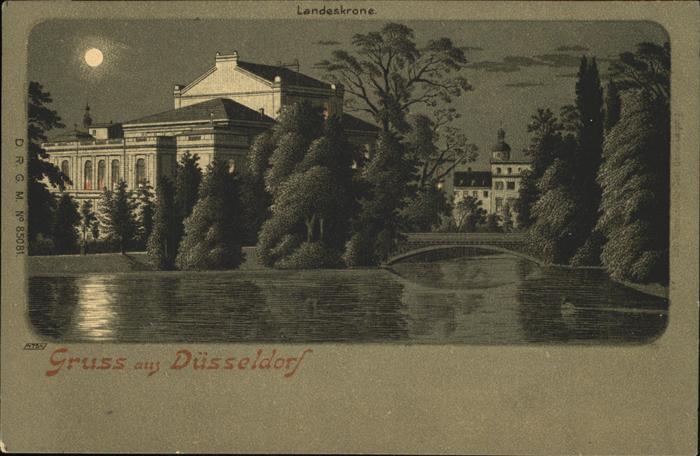 DuessELDORF  CITY Hofgarten Landeskrone im Mondschein