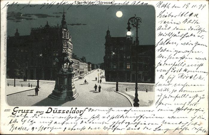 DuessELDORF  CITY Elberfelder Strasse Denkmal im Mondschein