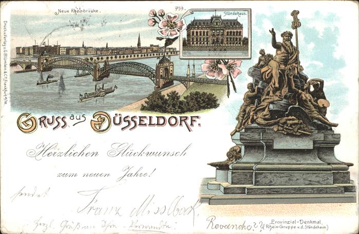 Duesseldorf Rheinbrücke Dampfer Ständehaus Provinzi