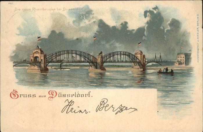 DuessELDORF  CITY Rheinbruecke Kuenstlerkarte