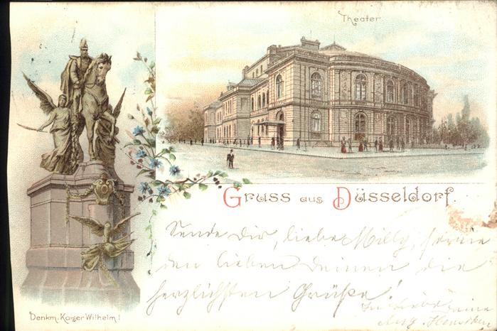 Duesseldorf Kaiser Wilhelm Denkmal Theater Bahnpost