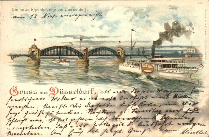 DuessELDORF  CITY Rheinbruecke Dampfer