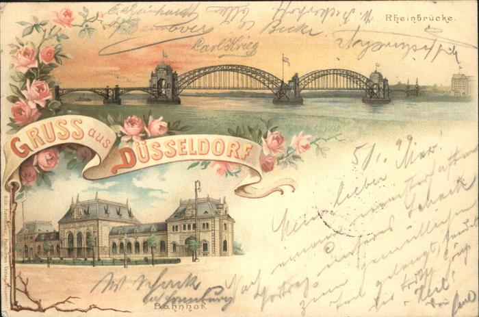 Duesseldorf Rheinbrücke Bahnhof