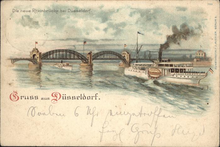 Duesseldorf Rheinbrücke Dampfer