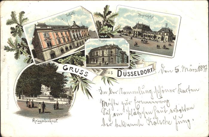 Duesseldorf Tonhalle Bahnhof Theater Kriegerdenkmal