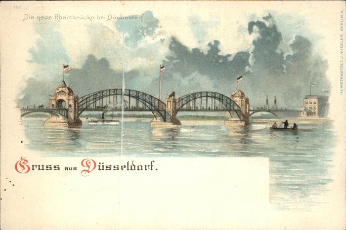 DuessELDORF  CITY Rheinbruecke Kuenstlerkarte