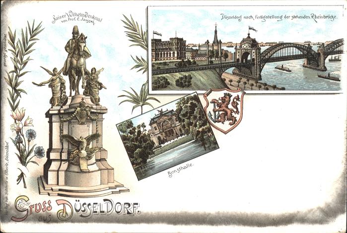 DuessELDORF  CITY Kaiser Wilhelm Denkmal Rheinbruecke Kunsthalle Wappen