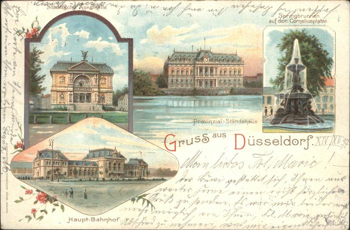 DuessELDORF  CITY Kunsthalle Bahnhof Provinzial Staendehaus Springbrunnen Cornel