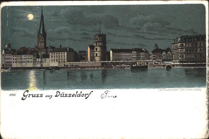 Duesseldorf im Mondschein Kirche Turm