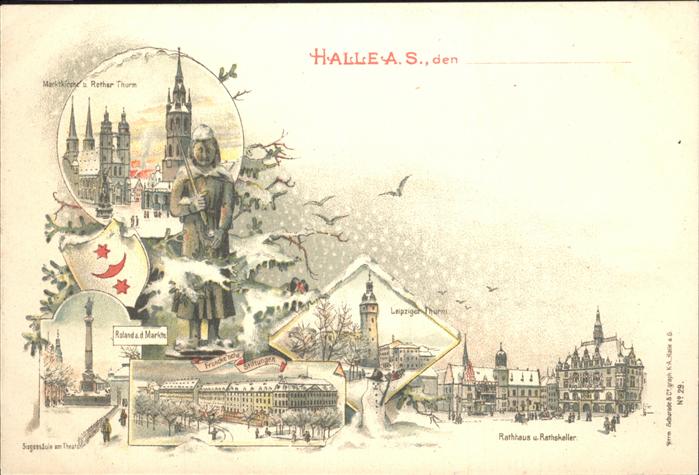 Halle Saale Marktkirche Roter Turm Siegessaeule Theater Leipziger Turm Rathaus R