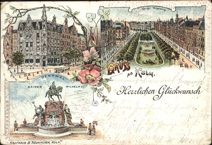 Koeln Rhein Hotel Kaiser Wilhelm Denkmal Ring Bahnp