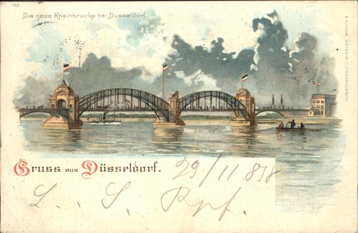 Duesseldorf Neue Rheinbrücke Künstlerkarte