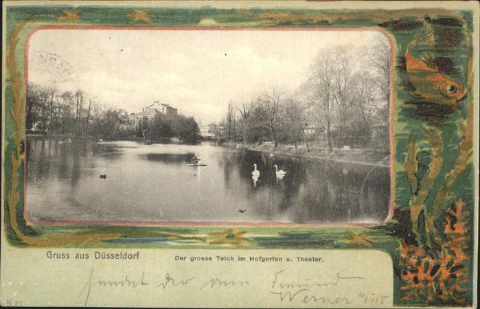 Duesseldorf Teich Schwan Hofgarten Theater