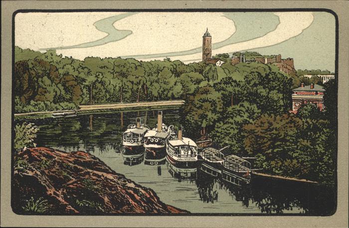 Halle Saale Blick von Trothaer Felsen auf Burg Gieb