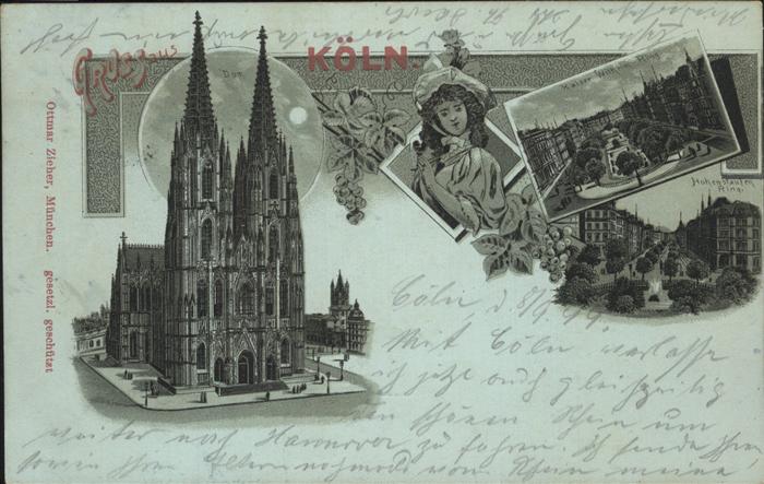 Koeln Rhein Dom im Mondschein Kaiser Wilhelm Ring H