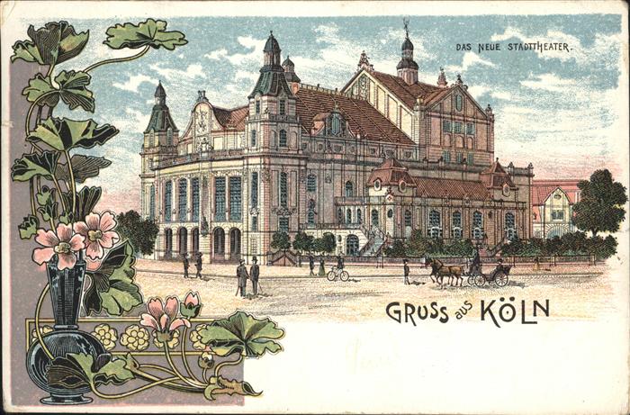 Koeln Rhein Neue Stadttheater Pferdedroschke