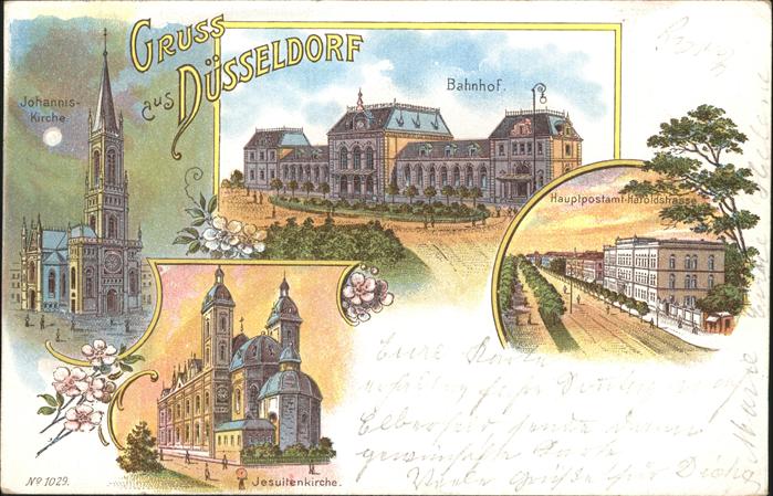 DuessELDORF  CITY Johanniskirche im Mondschein Bahnhof Post Haroldstrasse Jesuit