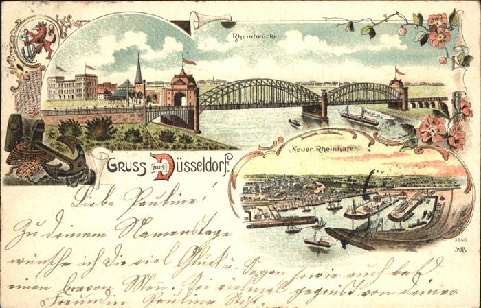 DuessELDORF  CITY Rheinbruecke Neuer Rheinhafen Schiff Wappen Anker