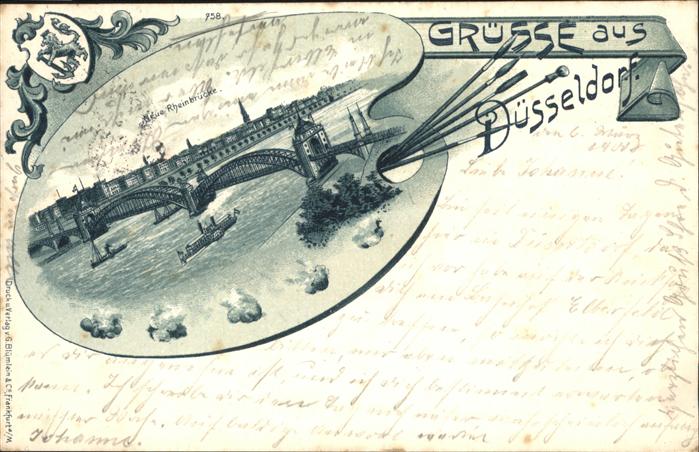 DuessELDORF  CITY Neue Rheinbruecke Wappen Malpalette