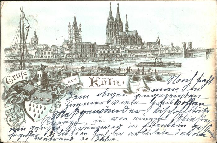 Koeln Rhein Schiffsbrücke Dom Eisenbahnbrücke