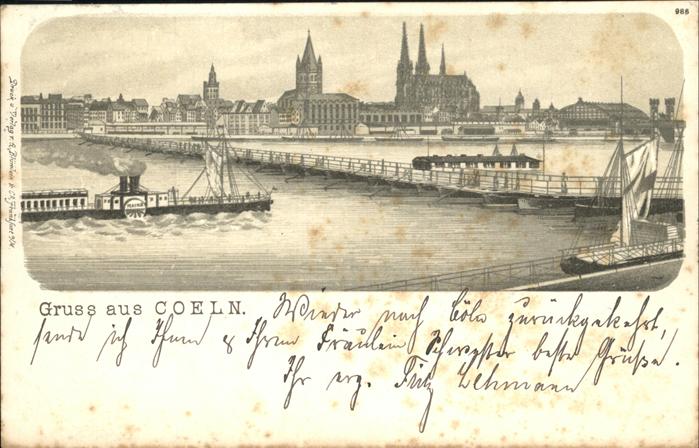 Coeln Rhein Schiffsbrücke Dom Dampfer