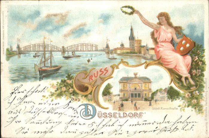 DuessELDORF  CITY Rhein Bruecke Schiff Kirche Kunsthalle