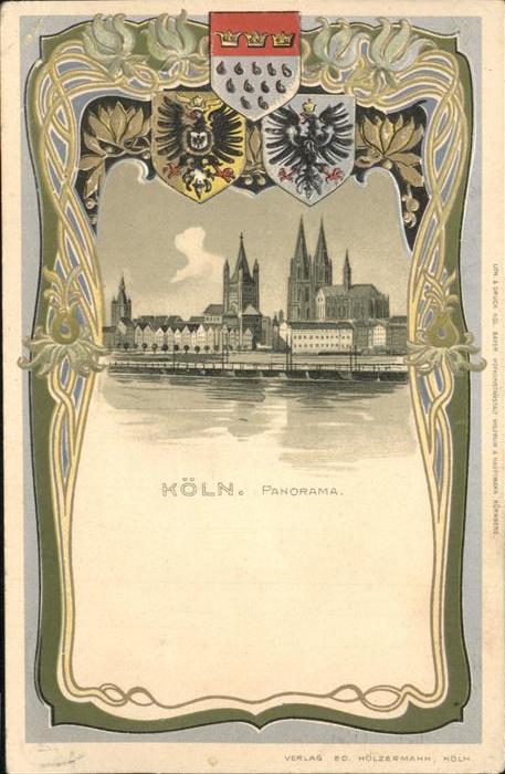 Koeln Rhein Panorama Dom Wappen