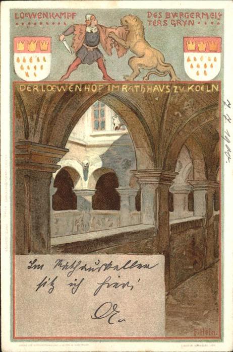 Koeln Rhein Löwenkampf Löwenhof Rathaus Wappen Kron
